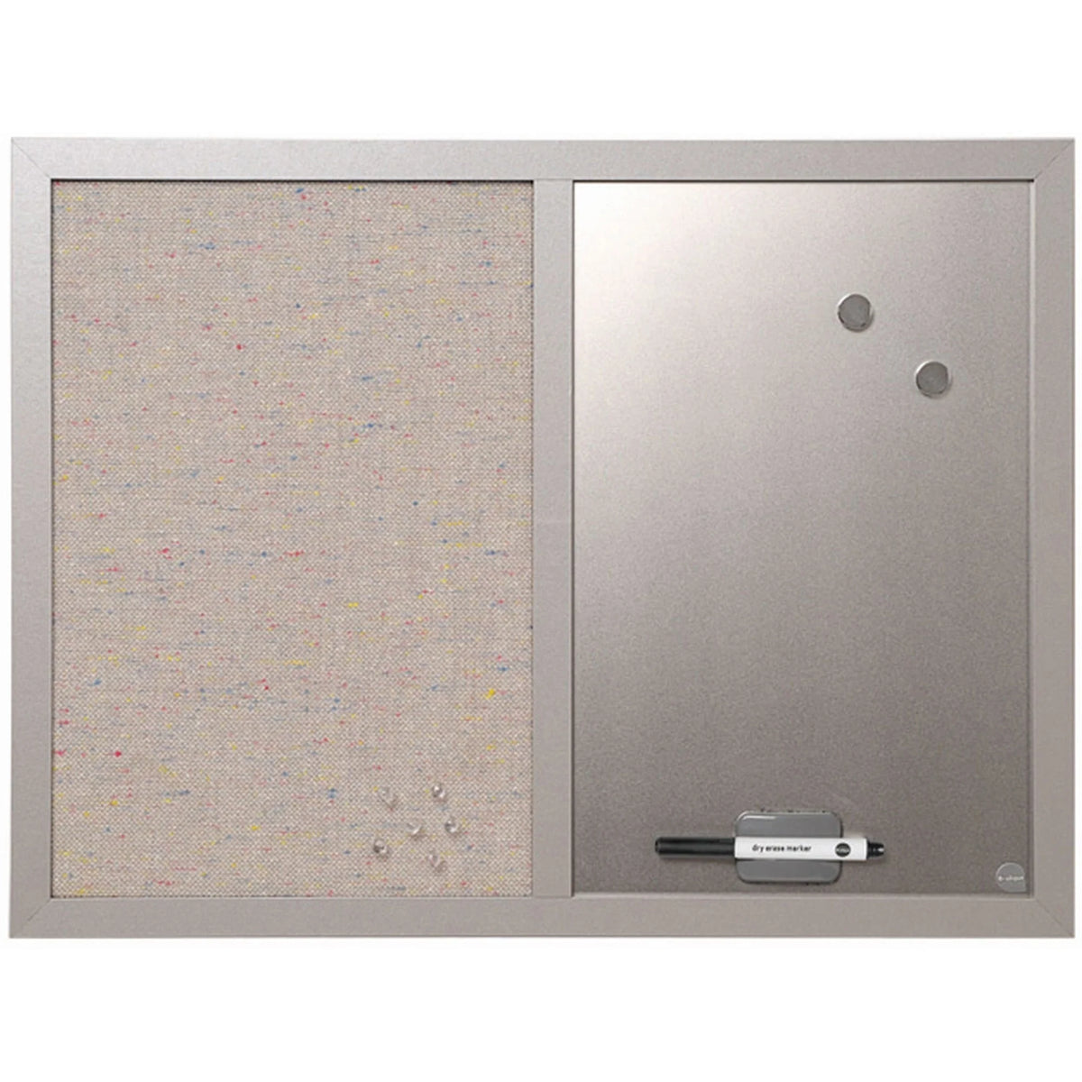 MasterVision MV Fabric/Dry-erase Bulletin Board - Lightweight Magnetic with Gray Fabric & White Surface - Combo Boards
