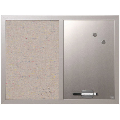 MasterVision MV Fabric/Dry-erase Bulletin Board - Lightweight Magnetic with Gray Fabric & White Surface - Combo Boards