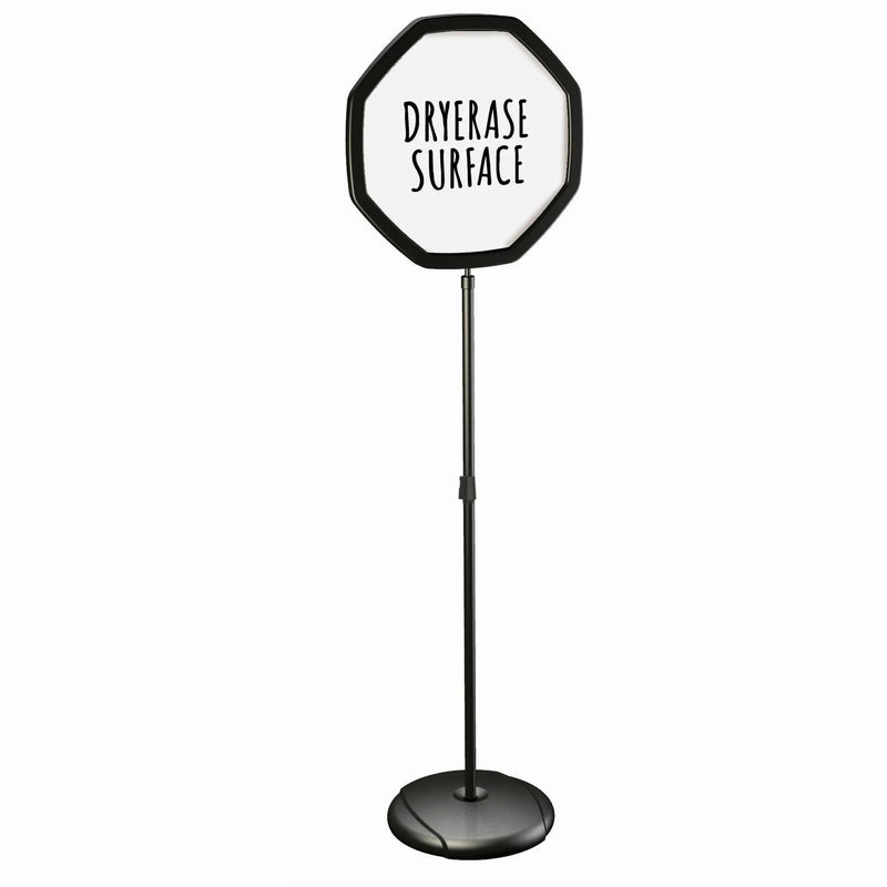 MasterVision Octogonal Floor Sign - 63’’ Height x 16’’ Width - Steel Plastic - Black White - Signs & Nameplates