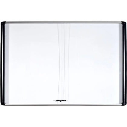 MasterVision Sliding Door Enclosed Board - 72x48’’ Porcelain Steel - Magnetic Scratch Resistant - Boards