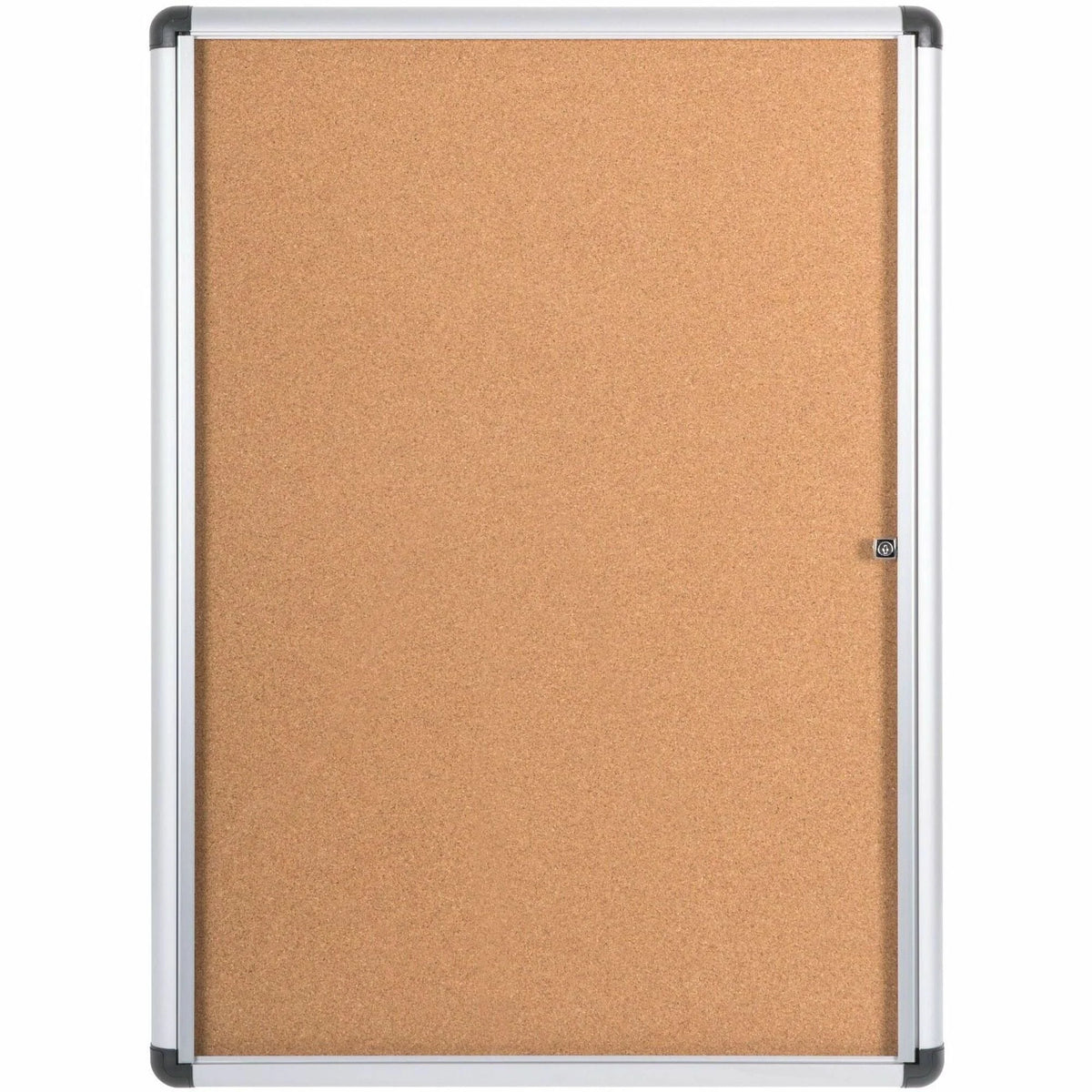 MasterVision SlimeLine Magnetic Enclosed Cork Board - Resilient Locking Door - Anodized Aluminum Frame - Boards