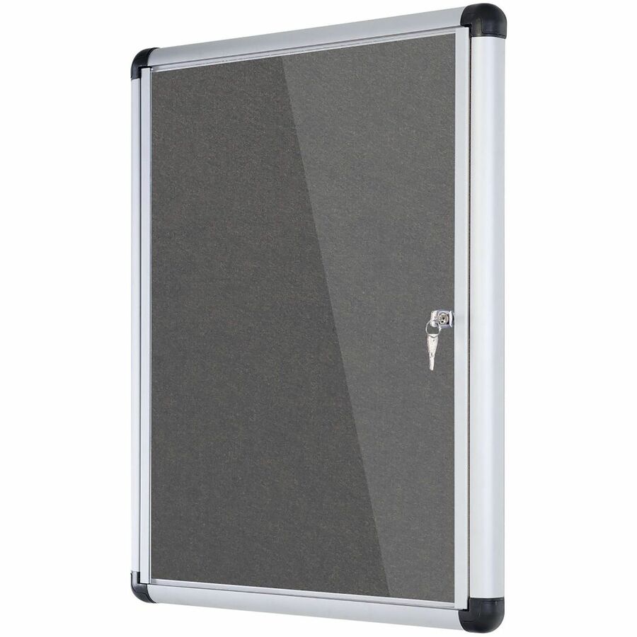 MasterVision SlimLine Magnetic Gray Fabric Enclosed Board - Left