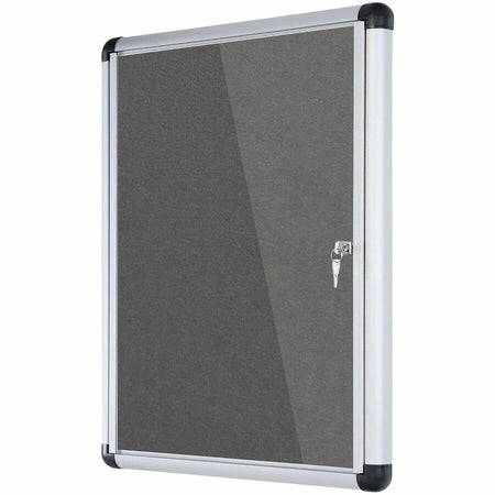 MasterVision SlimLine Magnetic Gray Fabric Enclosed Board - Left