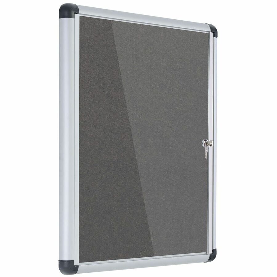 MasterVision SlimLine Magnetic Gray Fabric Enclosed Board - Right