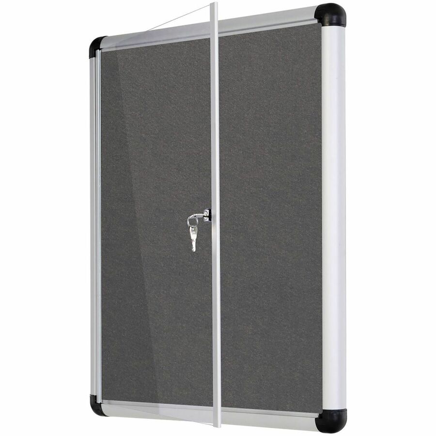 MasterVision SlimLine Magnetic Gray Fabric Enclosed Board - Rear