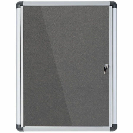 MasterVision SlimLine Magnetic Gray Fabric Enclosed Board - Stylish 36.60’’ x 26.40’’ Bulletin - Boards