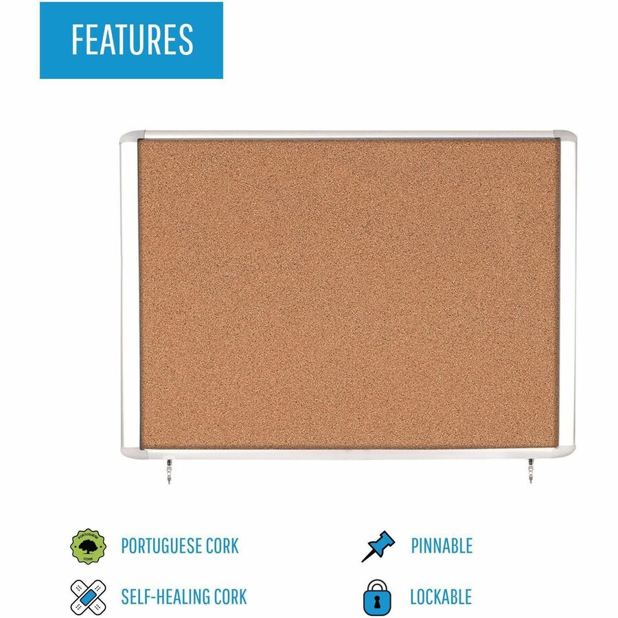MasterVision Water-Resistant Enclosed Corkboard - Alternate-Image1