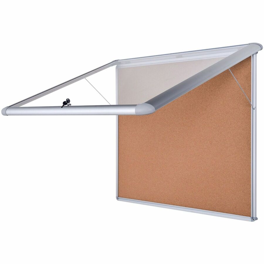 MasterVision Water-Resistant Enclosed Corkboard - Left