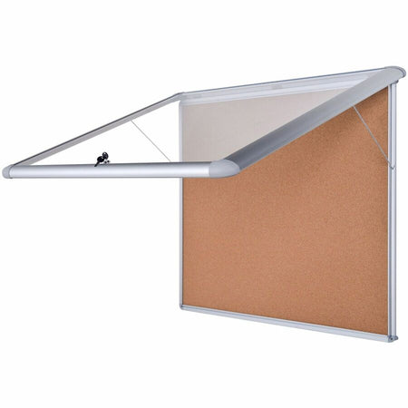 MasterVision Water-Resistant Enclosed Corkboard - Left
