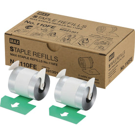 MAX 110Fe Staple Refill: 9/16’’ Leg Holds 100 Sheets - Silver - 4000 Per Cartridge - Staples & Removers