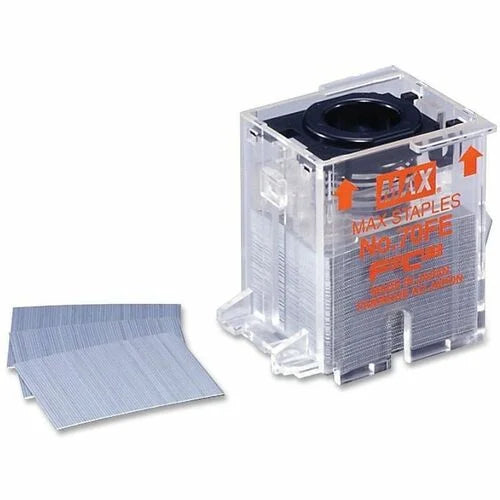 MAX EH70F Staple Cartridge: 5/16’’ Leg 7/16’’ Crown 70 Sheet Capacity - Silver 5000/Box - Staples & Removers
