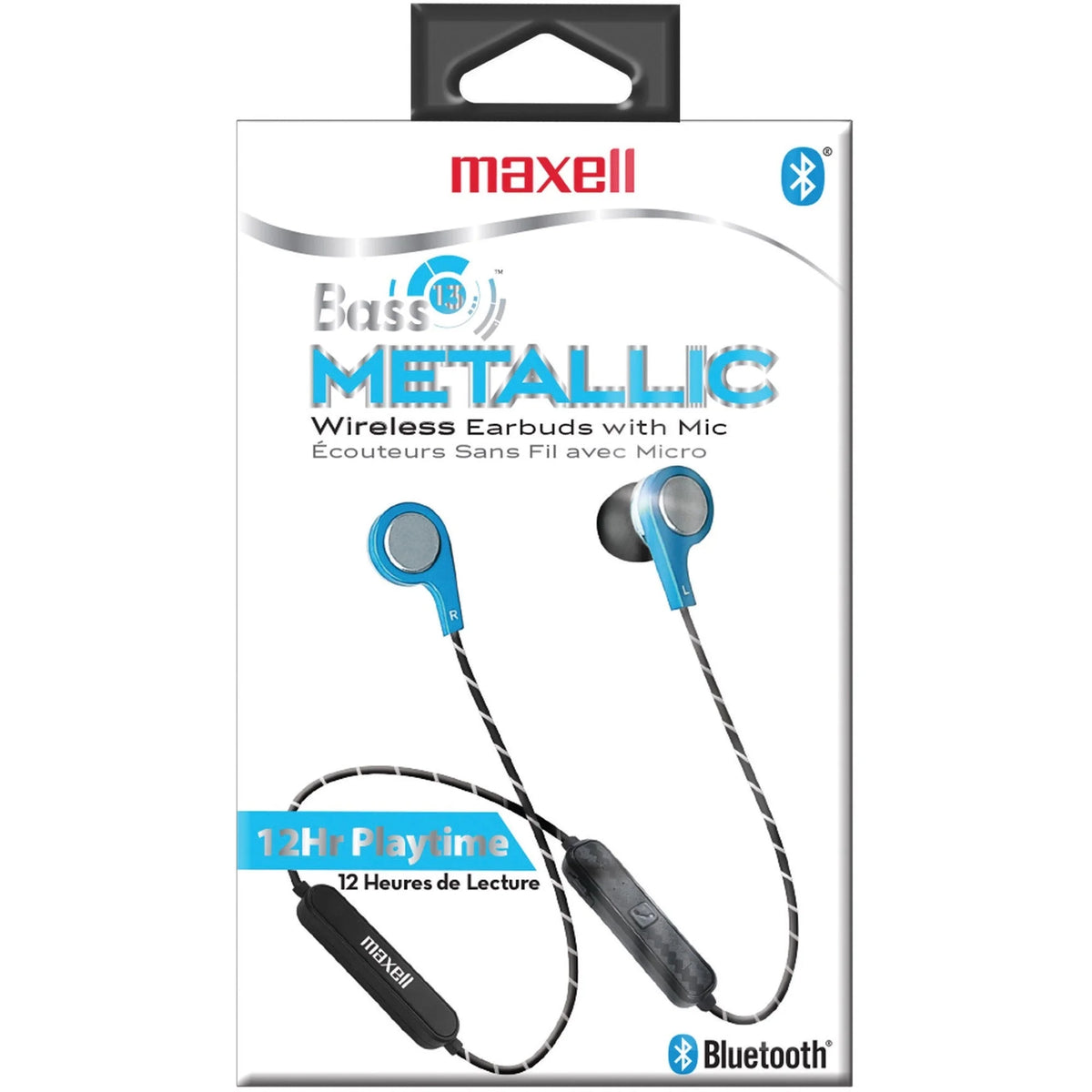 Maxell Bass13 Wireless Bluetooth Earbuds - Stereo Sound In-Ear Blue - Headphones