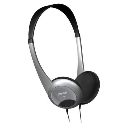 Maxell Lightweight Stereo Headphones: Wired Binaural Over-the-head - Silver Black - Headphones