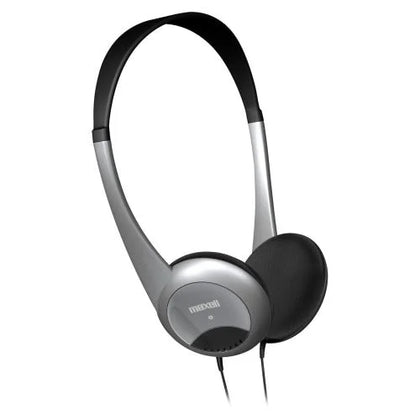 Maxell Lightweight Stereo Headphones: Wired Binaural Over-the-head - Silver Black - Headphones