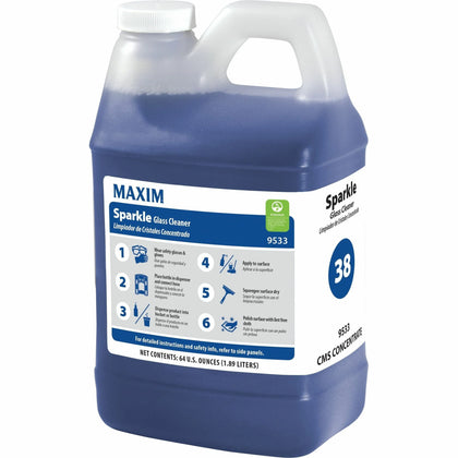 Maxim Sparkle Glass Cleaner - For Window Metal Plastic Fiberglass Hard Surface Mirror Chrome - Concentrate - Liquid