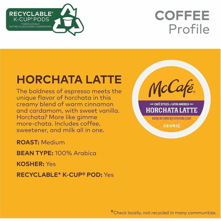 McCafé® K-Cup Horchata Latte - Compatible with Keurig Brewer - Medium - Per Box - 24 - Coffee