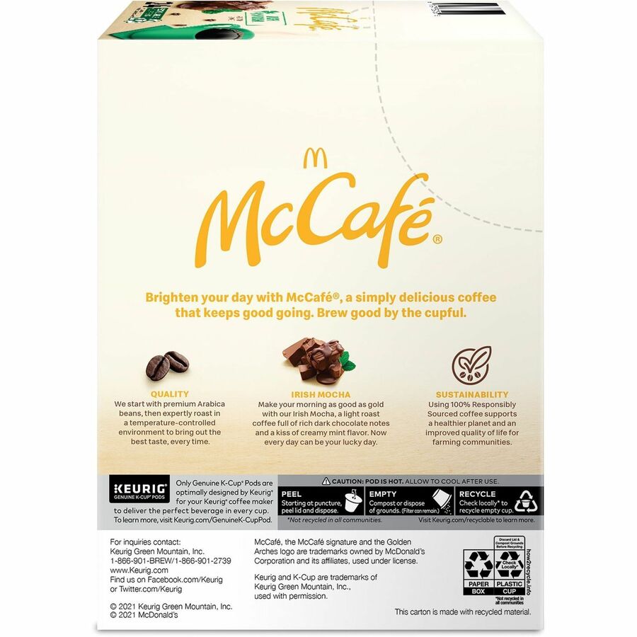 McCafé® K-Cup Irish Mocha - Compatible with Keurig Brewer - Light - Per Box - 24 - Coffee