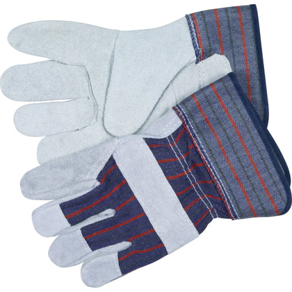 MCR Safety Leather Palm Economy Gloves - Large Size - Blue - For Various Tasks - 2/Pack - Work