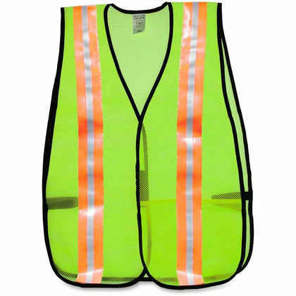 MCR Safety Mesh Vest - Lime Reflective Strip - Lightweight - Jackets / Vests