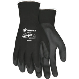 MCR Safety Ninja HPT Nylon Gloves - Small Size - Black - Anti-bacterial - Landscape & Material Handling - 2/Pack - Work