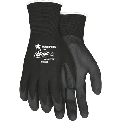MCR Safety Ninja HPT Nylon Gloves - Small Size - Black - Anti-bacterial - Landscape & Material Handling - 2/Pack - Work