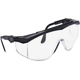 MCR Safety Tomahawk Glasses: UV Protection Clear Lens Black Frame - Protective Gear
