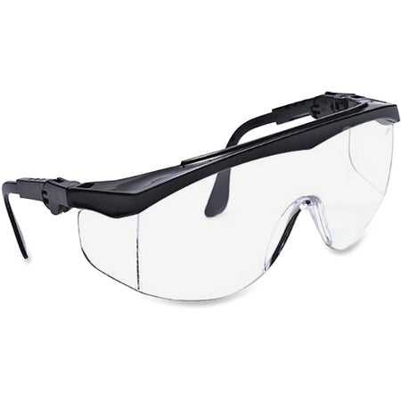 MCR Safety Tomahawk Glasses: UV Protection Clear Lens Black Frame - Protective Gear