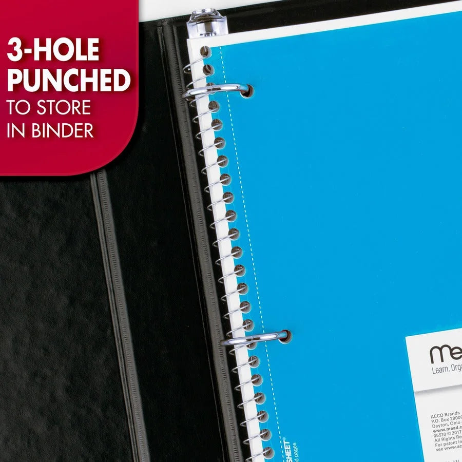 Mead 1-Subject Spiral Notebooks - Wide Ruled - 70 Sheets - 8’’ x 10 1/2’’ - 6-Pack