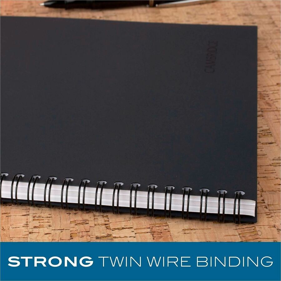 Mead Action Planner Business Notebook - Twin Wirebound - 9.50’’ Height x 7.5’’ Width 0.6’’ Length - Black Cover