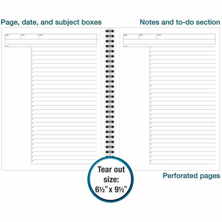 Mead Action Planner Business Notebook - Twin Wirebound - 9.50’’ Height x 7.5’’ Width 0.6’’ Length - Black Cover