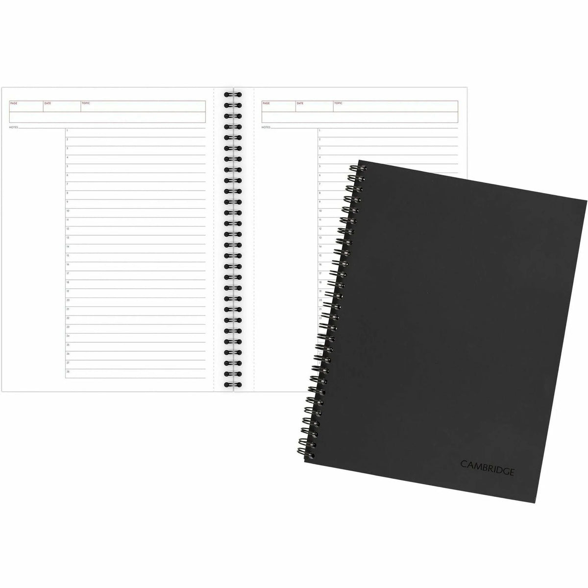 Mead Action Planner Business Notebook: Twin Wirebound Black Cover Recycled - 9.50’’ x 7.5’’ - Notebooks