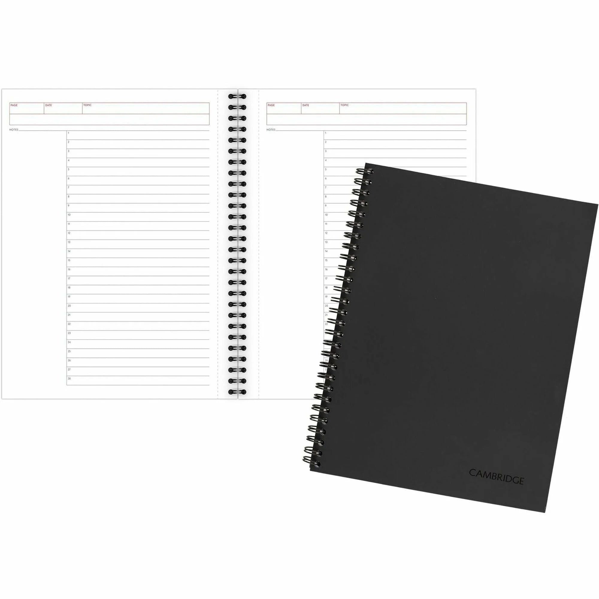 Mead Action Planner Business Notebook: Twin Wirebound Black Cover Recycled - 9.50’’ x 7.5’’ - Notebooks