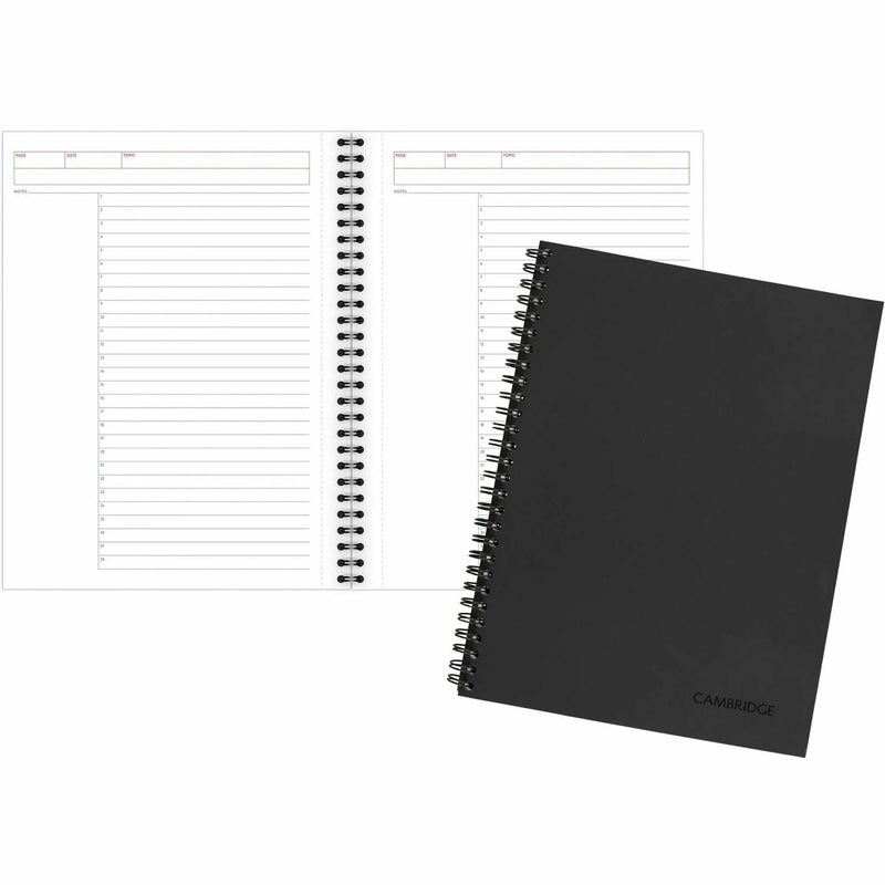 Mead Action Planner Business Notebook - Twin Wirebound - 9.50’’ Height x 7.5’’ Width 0.6’’ Length - Black Cover