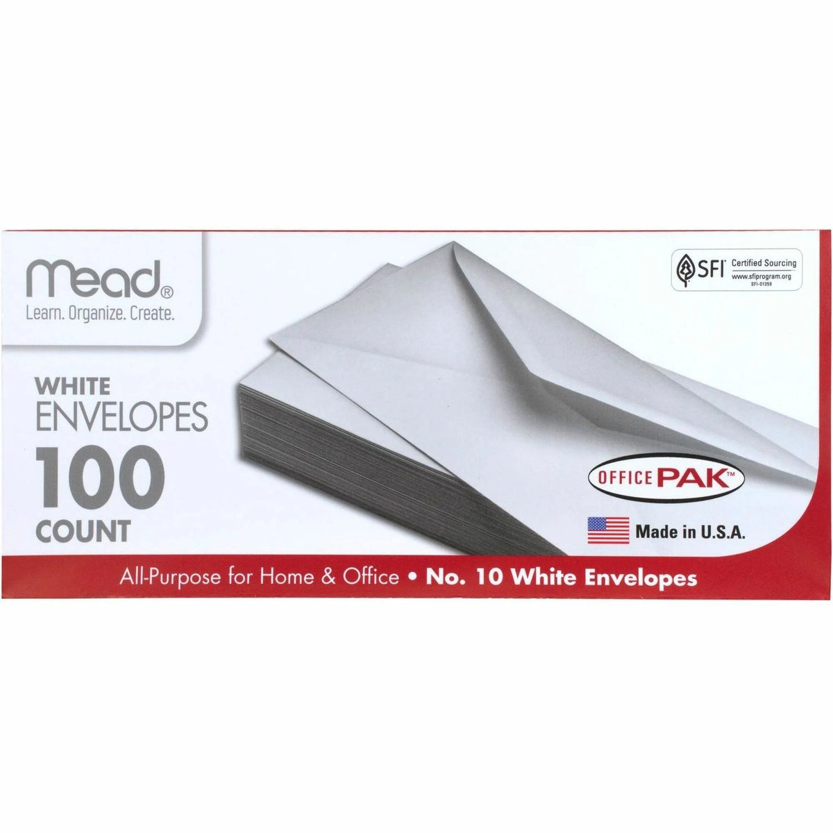 Mead Business Envelopes: #10 4 1/8’’ x 9 1/2’’ Gummed White - 100/Box - Envelopes