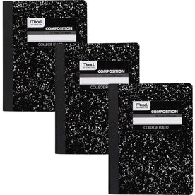 Mead College Ruled Comp Book: 100 Sheets Sewn Black Marble Cover - 3 Pack - Notebooks