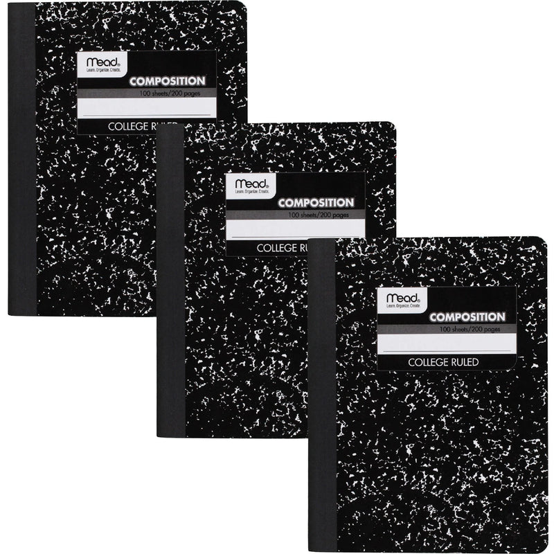 Mead College Ruled Comp Book - 100 Sheets - Sewn - 9 3/4’’ x 7 1/2’’ Sheet Size - 9’’ Height 7’’ Width 0.5’’ Length