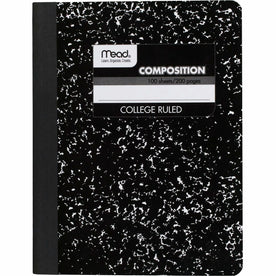 Mead Composition Book: 7 1/2’’ x 9 3/4’’ Sewn Notebook Black Marble Cover - Notebooks