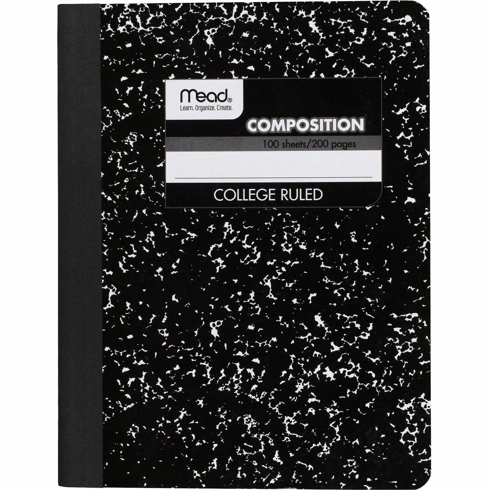Mead Composition Book: 7 1/2’’ x 9 3/4’’ Sewn Notebook Black Marble Cover - Notebooks