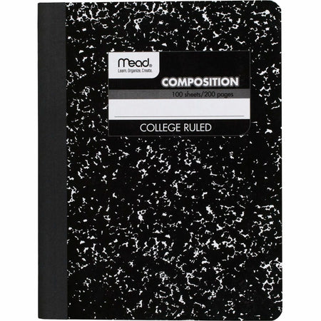 Mead Composition Book: 7 1/2’’ x 9 3/4’’ Sewn Notebook Black Marble Cover - Notebooks