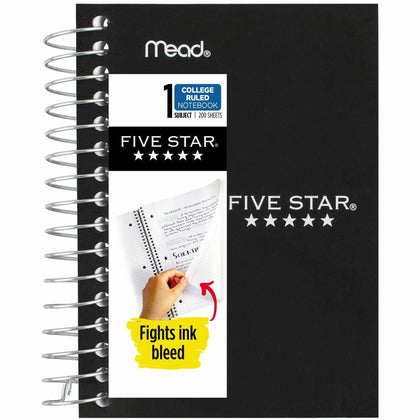 Mead Five Star Fat Lil’ Notebook: 200 Plain Pages Coilock 4’’ x 5 1/2’’ - Assorted Poly Cover - Notebooks