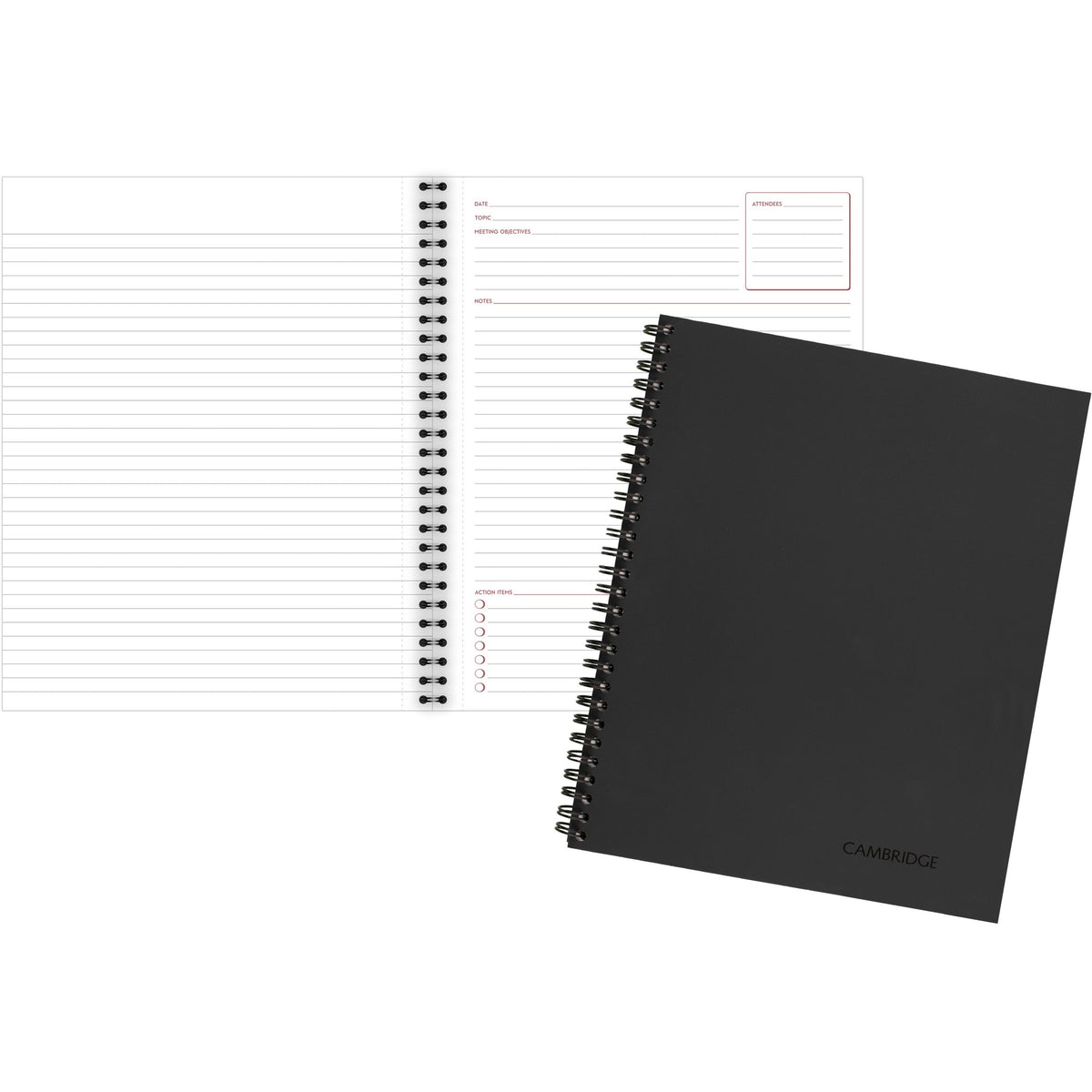Mead Limited Meeting Notebooks - Letter - 80 Sheets - Wire Bound - 8 1/2’’ x 11’’ Sheet Size - Black Linen Cover