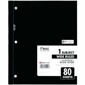 Mead Neatbook One-Subject Notebook: 80 Ruled Sheets 8’’ x 10 1/2’’ Perforated - Notebooks