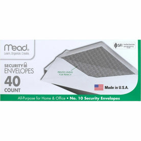 Mead No. 10 Security Envelopes: Business #10 9 1/2’’ x 4 1/8’’ 20 lb White Wove - Envelopes