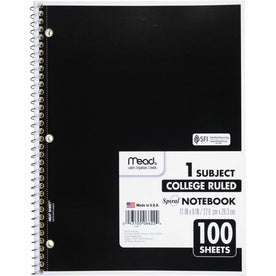 Mead One-Subject Spiral Notebook: College Ruled 100 Sheets - Notebooks