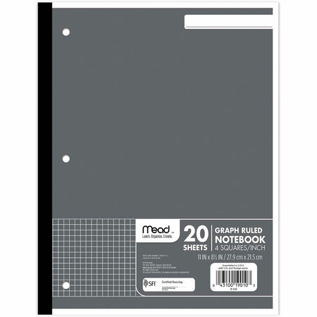 Mead Quad Ruled 3 - Hole Graph Paper - Letter - 8 1/2’’ x 11’’ Sheet Size - 12 / Box