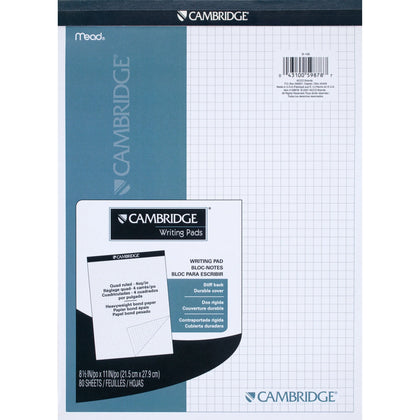 Mead Quad Ruled Planning Pad - Letter Size - Navy Cover - Graph Paper