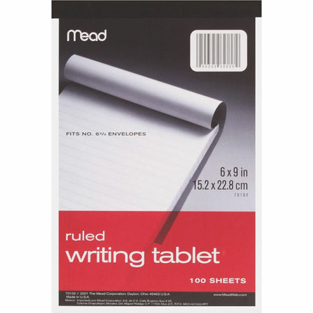 Mead Ruled Writing Tablet: 100 Sheets 6’’ x 9’’ - White Paper - Note Pads
