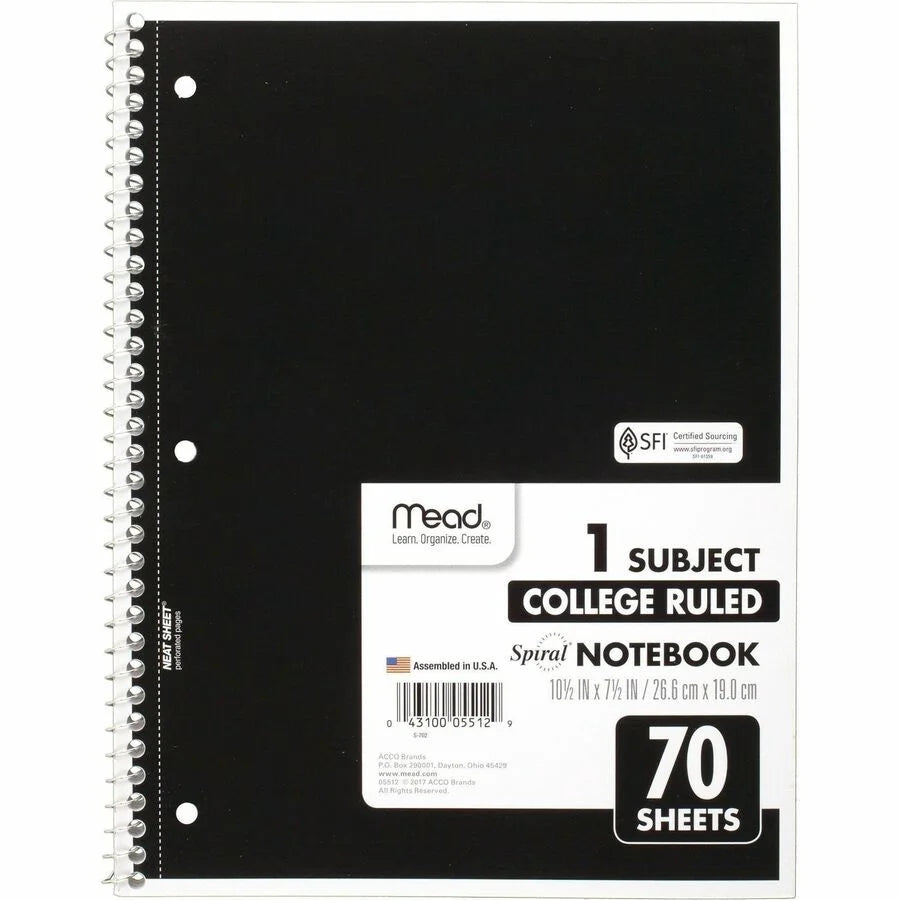 Mead Spiral Notebook: College Ruled 70 Sheets 8’’ x 10 1/2’’ - Tan Cover - 12 Pack - Notebooks