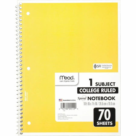 Mead Spiral Notebook: College Ruled 70 Sheets 8’’ x 10 1/2’’ - Tan Cover - 12 Pack - Notebooks