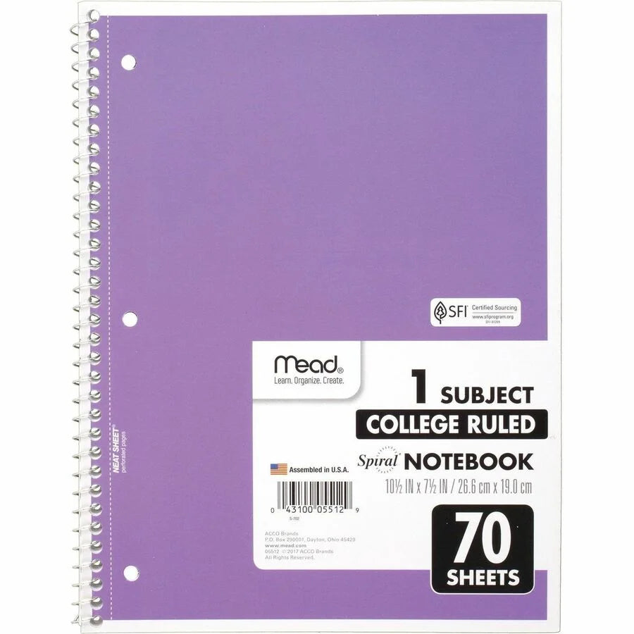 Mead Spiral Notebook: College Ruled 70 Sheets 8’’ x 10 1/2’’ - Tan Cover - 12 Pack - Notebooks